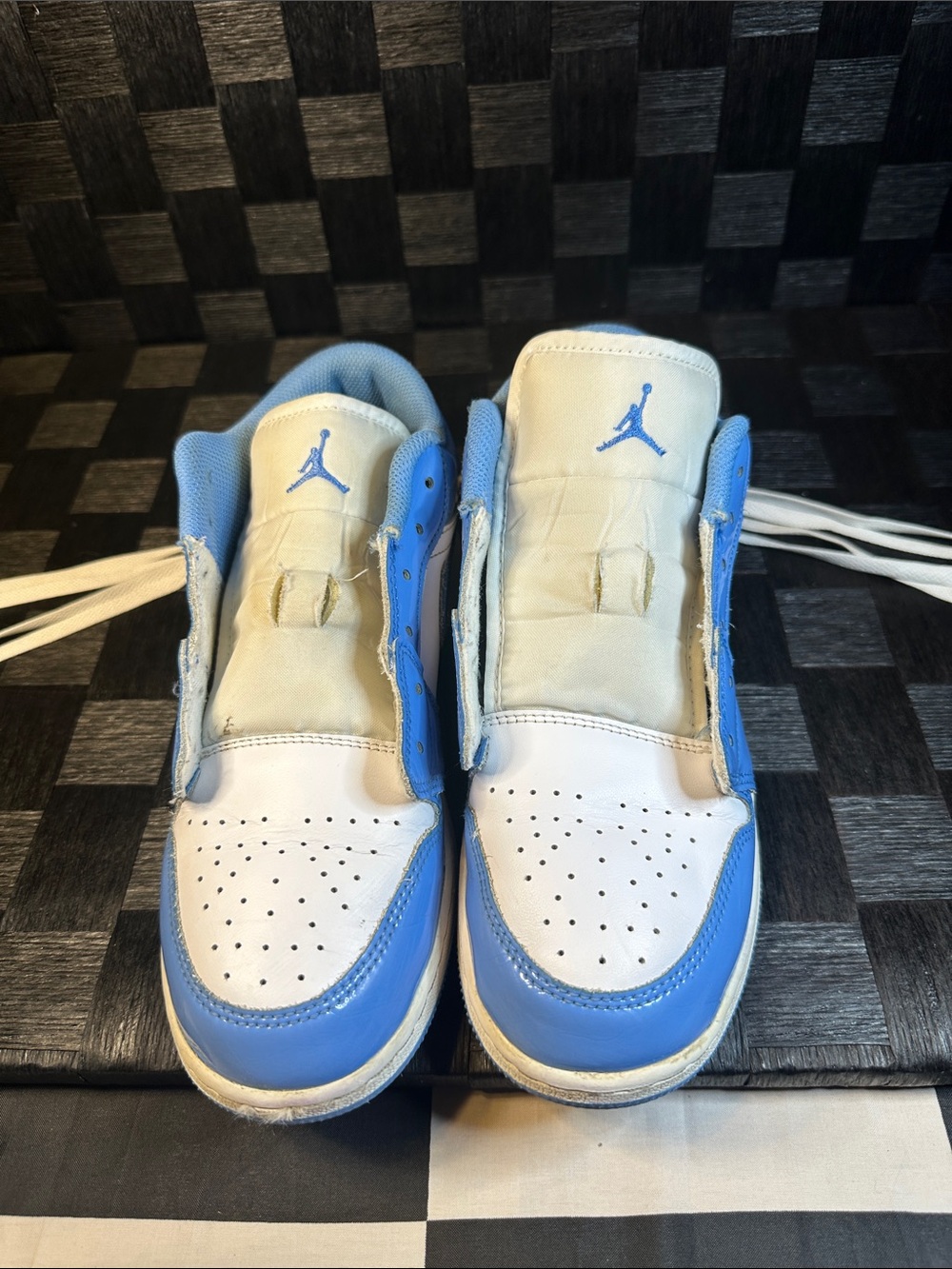 Jordan Kids White and Light Blue High-Top Sneakers